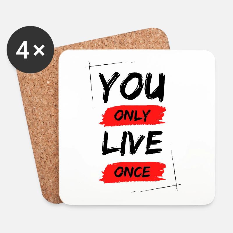 YOLO - You Only Live Once / ONE LIVE - Untersetzer (4er-Set) - Weiß