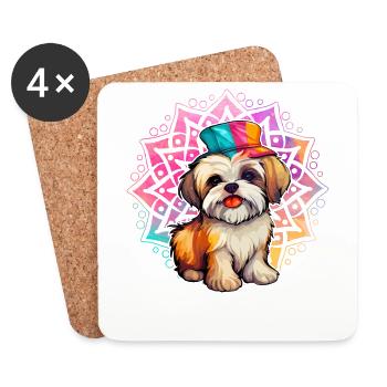 Chien havanais - Dessous de verre (lot de 4) - blanc - Devant