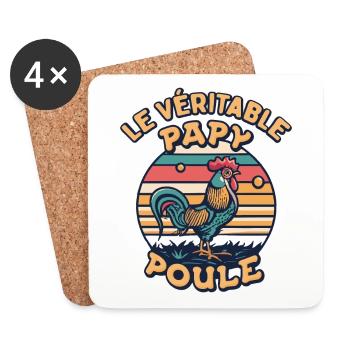Papy Poule Humour Cadeau Fête Des Grands Pères - Dessous de verre (lot de 4) - blanc - Devant