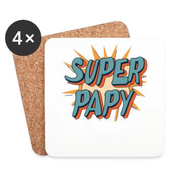 Super Papy Meilleur Grand Père Cadeau Papi Vintage - Dessous de verre (lot de 4) - blanc - Devant