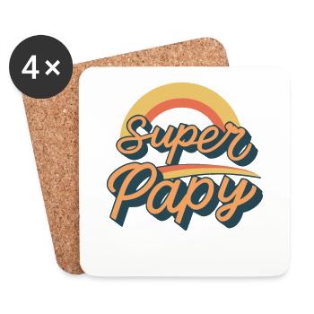 Super Papy Meilleur Grand Père Cadeau Papi Vintage - Dessous de verre (lot de 4) - blanc - Devant