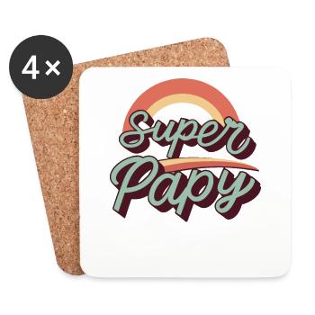 Super Papy Meilleur Grand Père Cadeau Papi Vintage - Dessous de verre (lot de 4) - blanc - Devant