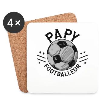 Papy Footballeur Cadeau Homme Foot Grand Père - Dessous de verre (lot de 4) - blanc - Devant