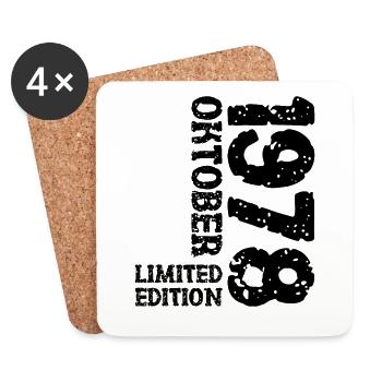 1978 Oktober Limited Edition 45. Geburtstag Deko - Untersetzer (4er-Set) - Weiß - Vorne
