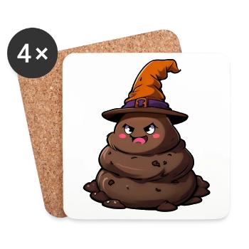 Funny Halloween poop pile with witch hat. - Coasters (set of 4) - white - Front
