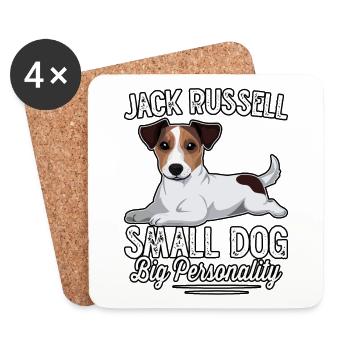 Jack Russell petit chien grande personnalité - Dessous de verre (lot de 4) - blanc - Devant