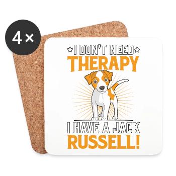Je n’ai pas besoin de thérapie, j’ai un Jack Russel - Dessous de verre (lot de 4) - blanc - Devant