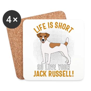 Life is short so love your Jack Russell - Untersetzer (4er-Set) - Weiß - Vorne