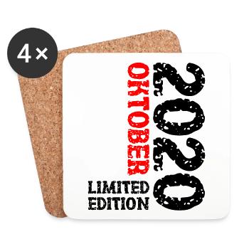 2020 Oktober Limited Edition 3. Geburtstag Deko - Untersetzer (4er-Set) - Weiß - Vorne