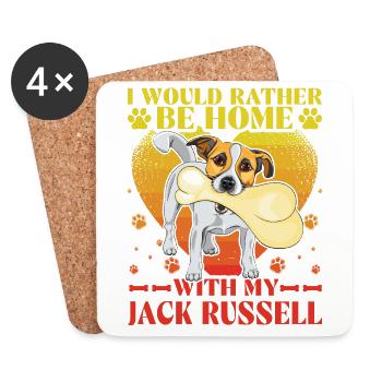 Je préfère être à la maison avec mon Jack Russell - Dessous de verre (lot de 4) - blanc - Devant