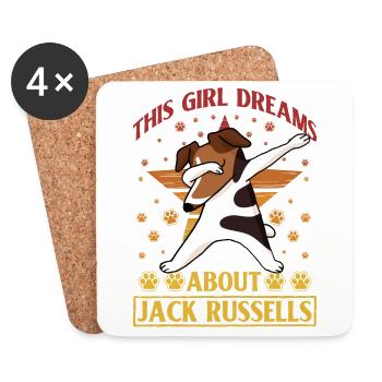 Cette fille rêve de Jack Russell - Dessous de verre (lot de 4) - blanc - Devant