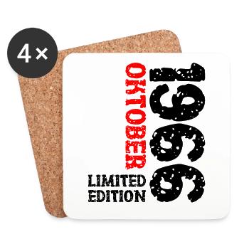 1966 Oktober Limited Edition 57. Geburtstag Deko - Untersetzer (4er-Set) - Weiß - Vorne