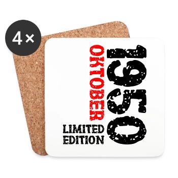1950 Oktober Limited Edition 73. Geburtstag Deko - Untersetzer (4er-Set) - Weiß - Vorne