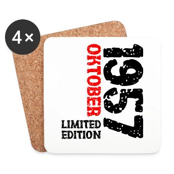 1957 Oktober Limited Edition 66. Geburtstag Deko - Untersetzer (4er-Set) - Weiß - Vorne