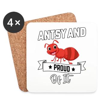 Antsy et fier de l'être - Dessous de verre (lot de 4) - blanc - Devant