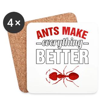 Ants make everything better - Coasters (set of 4) - white - Front