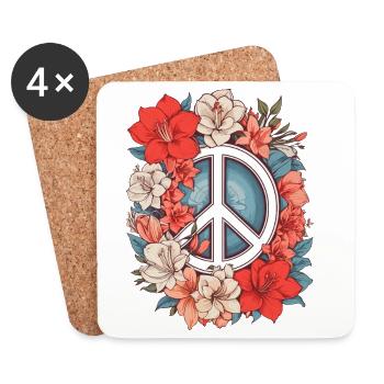 Signe de paix - Dessous de verre (lot de 4) - blanc - Devant