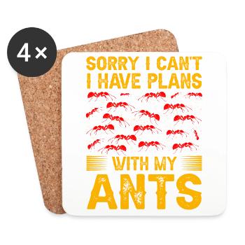 Sorry I can't I have plans with my ants - Coasters (set of 4) - white - Front
