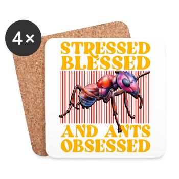 Stressed bless and Ants obsessed - Coasters (set of 4) - white - Front