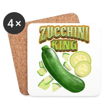 Zucchini King, lustiger Gemüse Spruch - Untersetzer (4er-Set) - Weiß - Vorne