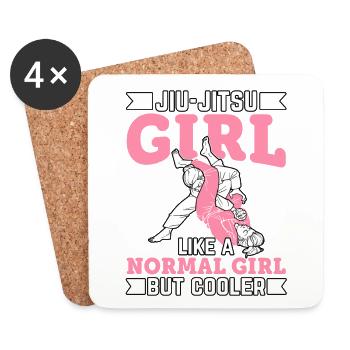 Fille de Jiu-Jitsu comme une fille normale mais plus cool - Dessous de verre (lot de 4) - blanc - Devant