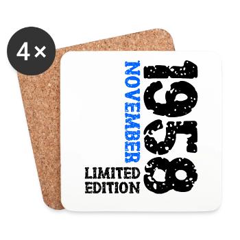 1958 November Limited Edition 65th Birthday Decoration - Coasters (set of 4) - white - Front