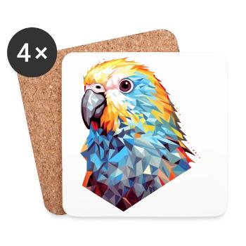 Budgie Polygon Bird Budgies - Coasters (set of 4) - white - Front