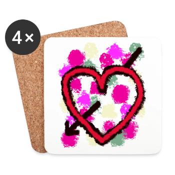 Valentine's Day Heart Hearts Arrow Love Marriage - Coasters (set of 4) - white - Front