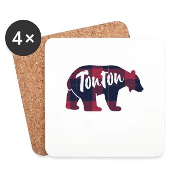 Tonton Ours Idée Cadeau Assortis Pour La Famille - Dessous de verre (lot de 4) - blanc - Devant