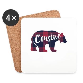 Cousine Ours Idée Cadeau Assortis Pour La Famille - Dessous de verre (lot de 4) - blanc - Devant
