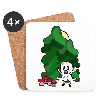Wald Gespenst Geist Oktober Pilze Tannen Natur - Untersetzer (4er-Set) - Weiß - Vorne