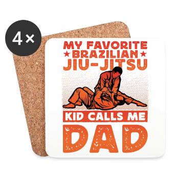 Mon enfant de jiu-jitsu brésilien préféré m’appelle papa - Dessous de verre (lot de 4) - blanc - Devant