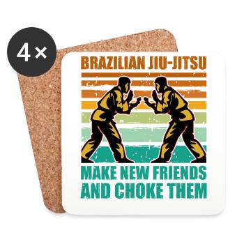Jiu-Jitsu brésilien se faire de nouveaux amis et s’étouffer - Dessous de verre (lot de 4) - blanc - Devant