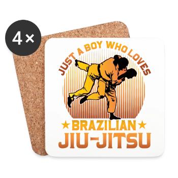 Juste un garçon qui aime le jiu-jitsu brésilien - Dessous de verre (lot de 4) - blanc - Devant