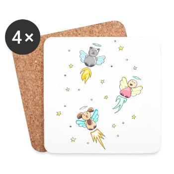 Noeuds papillon ange chien chat pour enfants - Dessous de verre (lot de 4) - blanc - Devant