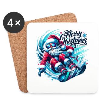 Merry Christmas Christmas Santa Claus - Coasters (set of 4) - white - Front