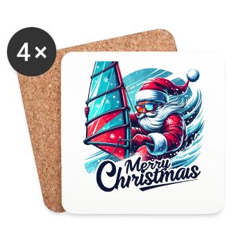 Merry Christmas Christmas Santa Claus - Coasters (set of 4) - white - Front