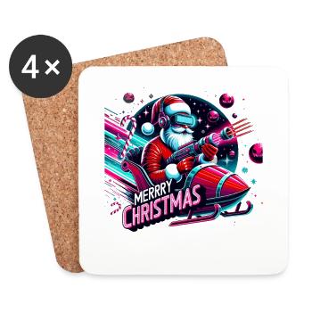 Merry Christmas Christmas Santa Claus - Coasters (set of 4) - white - Front