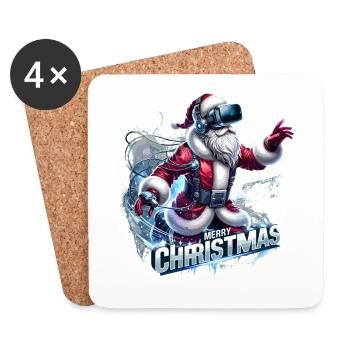 Merry Christmas Christmas Santa Claus - Coasters (set of 4) - white - Front