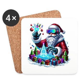 Merry Christmas Christmas Santa Claus - Coasters (set of 4) - white - Front