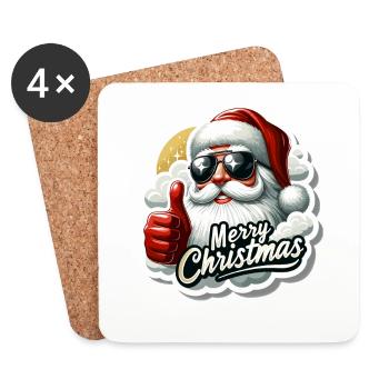 Merry Christmas Christmas Santa Claus - Coasters (set of 4) - white - Front