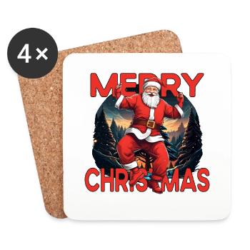Merry Christmas Christmas Santa Claus - Coasters (set of 4) - white - Front