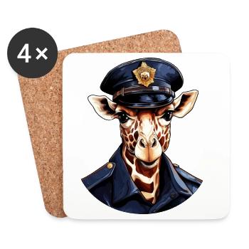 Giraffe Policeman - Coasters (set of 4) - white - Front
