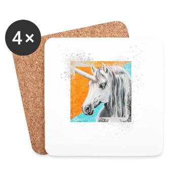 Einhorn Hengst Mietron - Sonja Ariel von Staden - Untersetzer (4er-Set) - Weiß - Vorne
