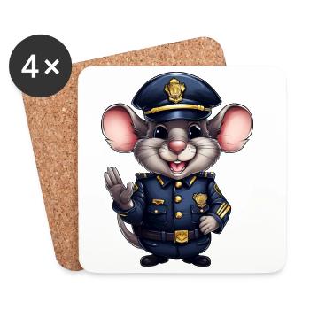 Police Rat - Coasters (set of 4) - white - Front
