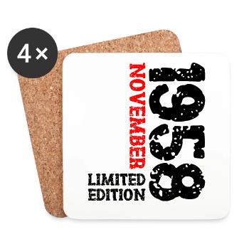 1958 November Limited Edition 65th Birthday Decoration - Coasters (set of 4) - white - Front