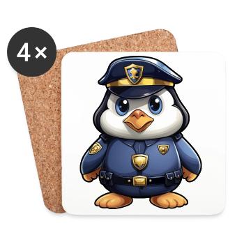 Police Penguin - Coasters (set of 4) - white - Front