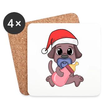 Dog Baby Christmas - Coasters (set of 4) - white - Front