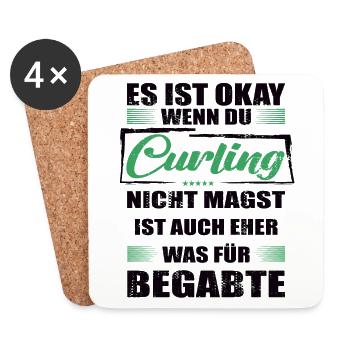Curling Lustiger Spruch für Mann & Frau - Untersetzer (4er-Set) - Weiß - Vorne