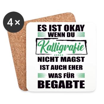 Kalligrafie Lustiger Spruch für Mann & Frau - Untersetzer (4er-Set) - Weiß - Vorne